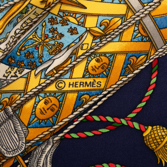 Pre-Loved Hermes Les Tambours Silk Scarf 90 - Picture 4 of 5
